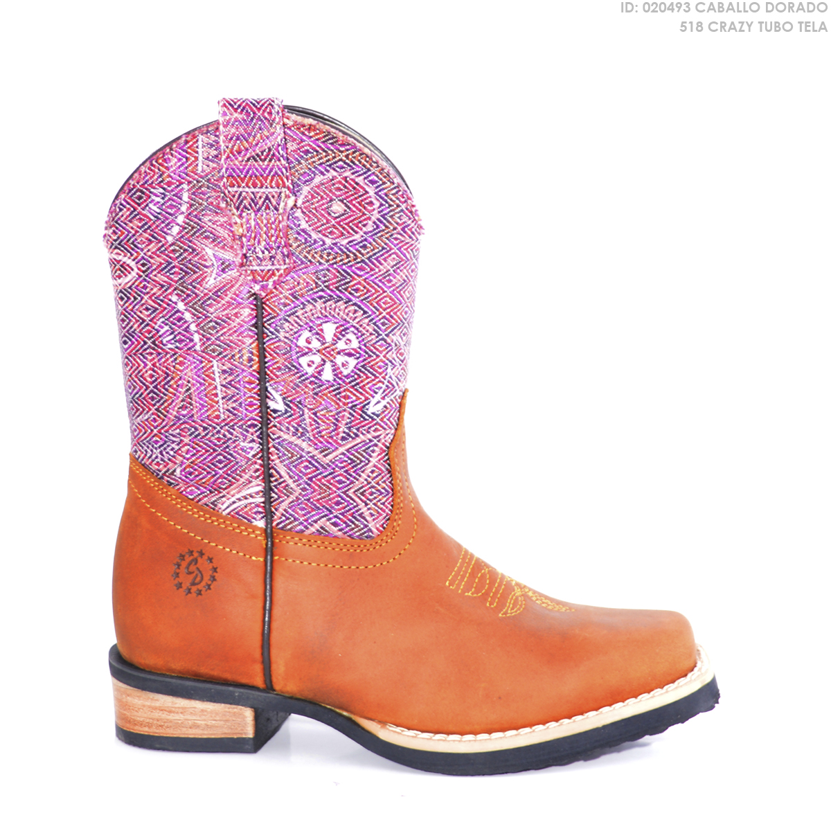 JR Western » Bota Vaquera Caballo Dorado 518 Crazy Tubo Tela - Color: Miel  - JR Western